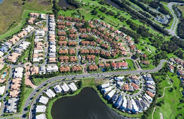Aerial view of new luxury australian neighborhood