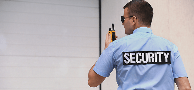 out-sourced security guard on patrol
