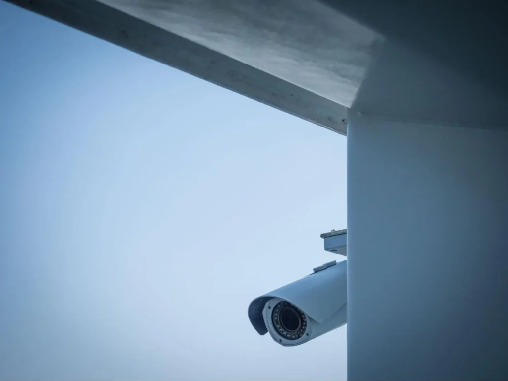 Outdoor security camera surveillance system installed on building exterior by American Security Force in Los Angeles