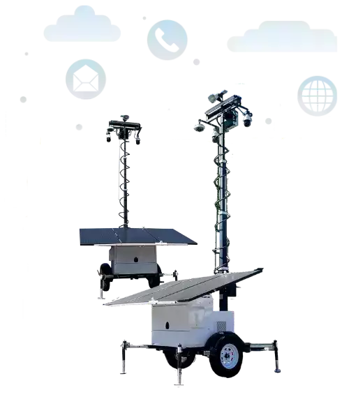 Contact Us for Mobile Surveillance Trailer Solutions Mobile surveillance trailers with phone and envelope elements
