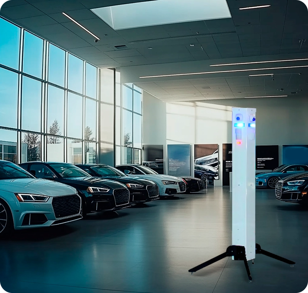 American Security Force | Security Surveillance Systems for Auto Dealerships Advanced security surveillance system monitoring luxury car showroom – American Security Force utilizes cutting-edge technology to protect automotive assets.