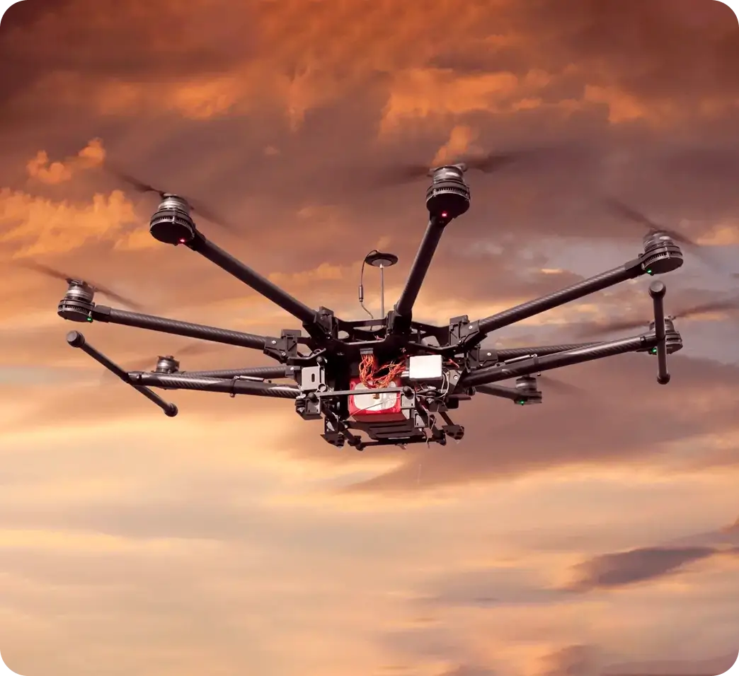 Aerial security drone used for surveillance and monitoring by American Security Force